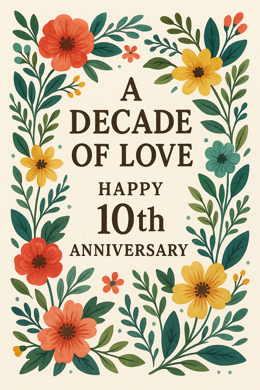 10th Anniversary Cake Card