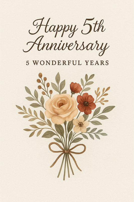 5th Anniversary Cake Card